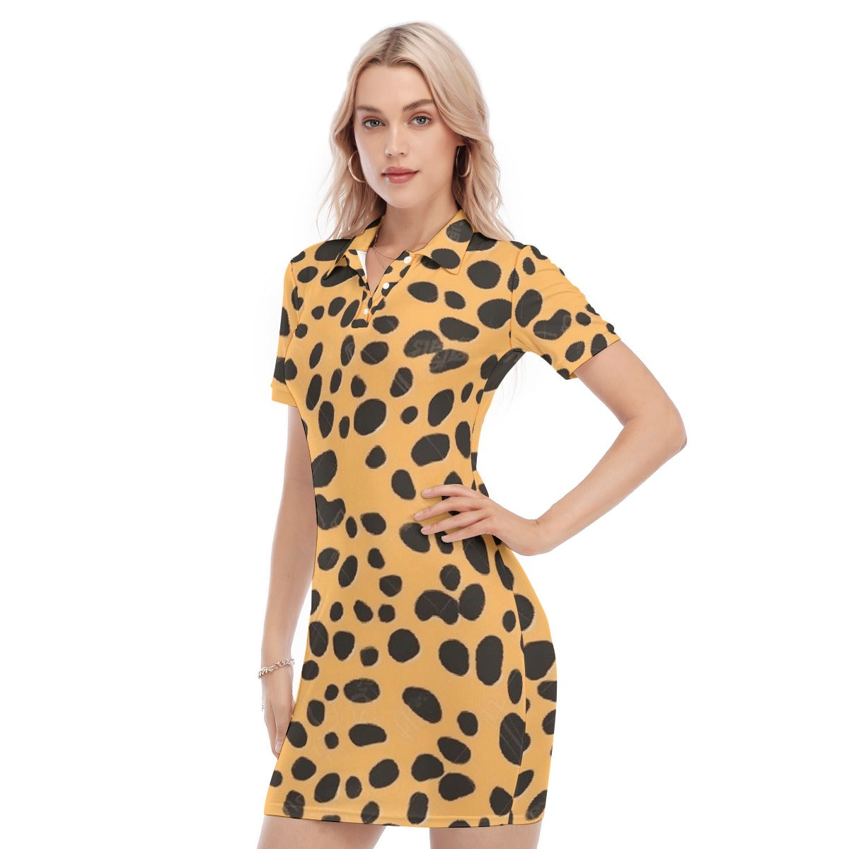 All-Over Print Women's Polo Collar Dress