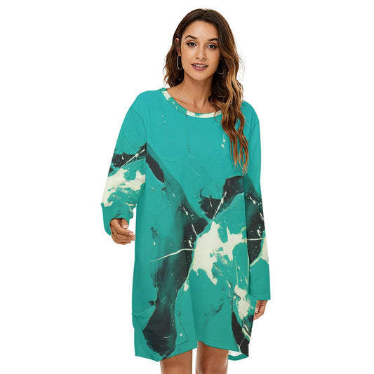 All-Over Print  Women's Loose Crew Neck Dress