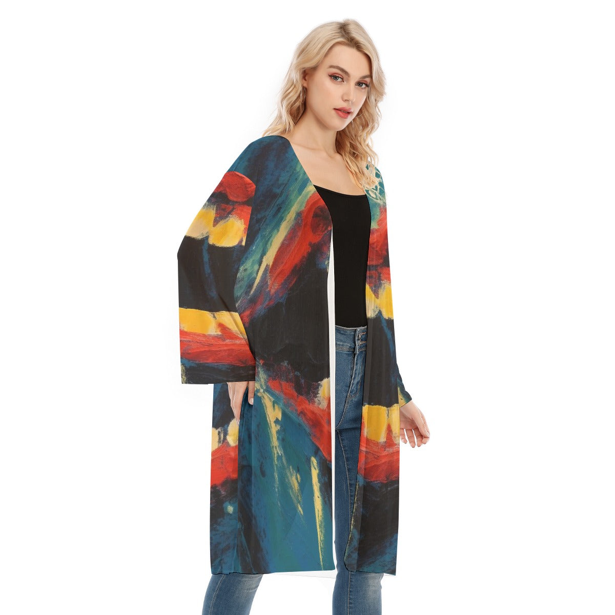 All- Over Print Women's Long Sleeve Mesh Cardigan