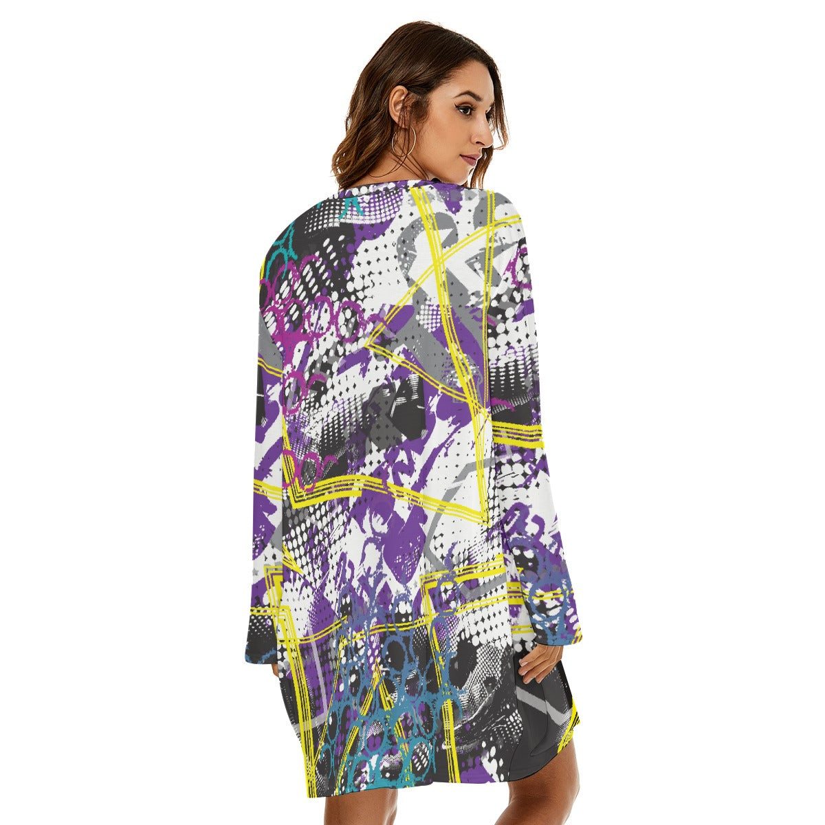 All-Over Print  Women's Loose Crew Neck Dress