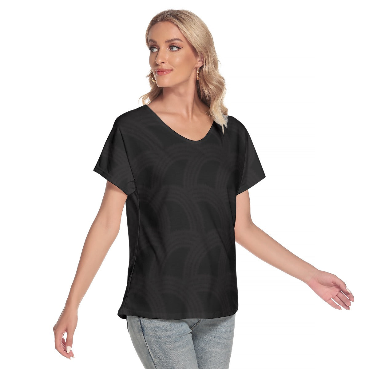 All-Over Print Women's Loose V-neck Short Sleeve T-shirt