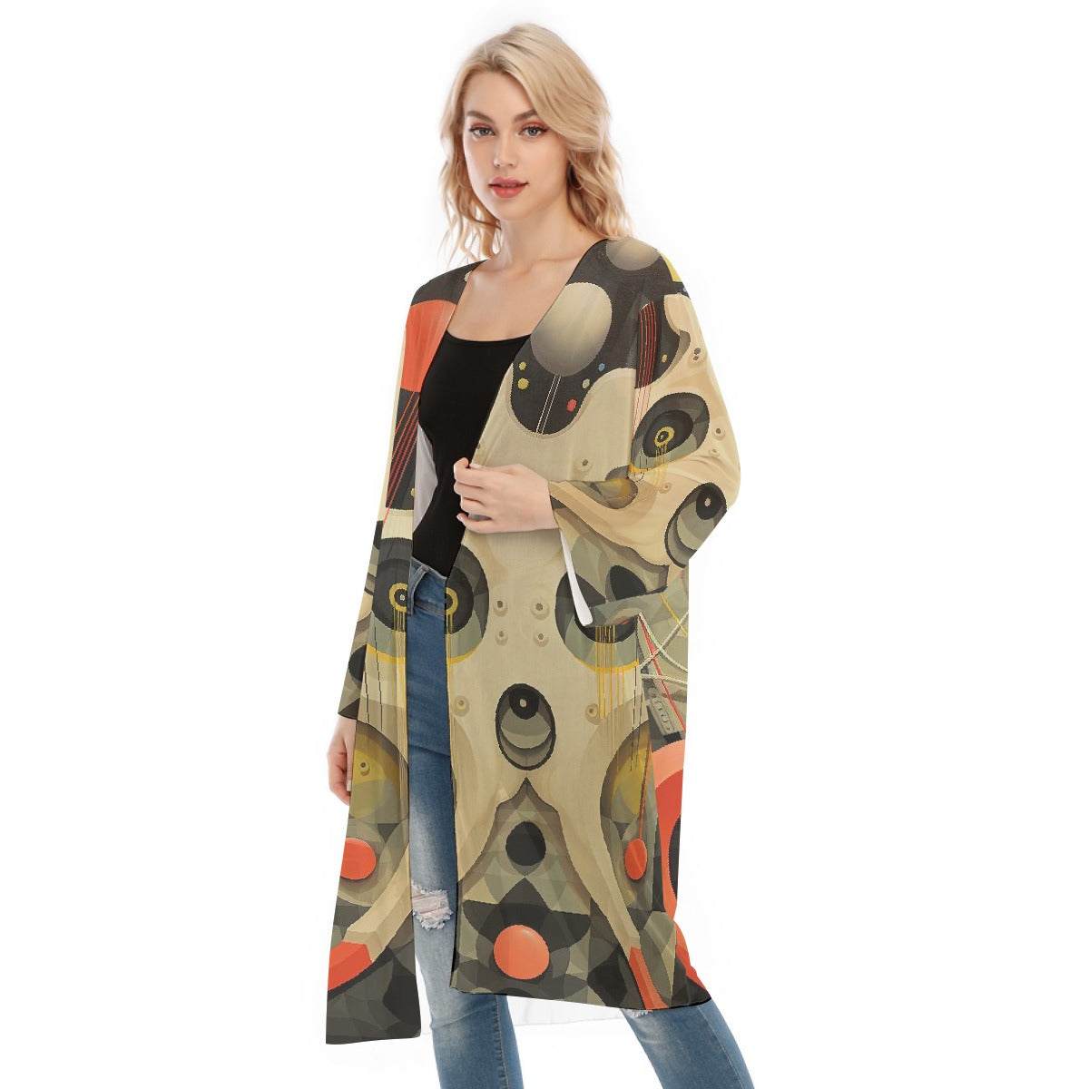 All- Over Print Women's Long Sleeve Mesh Cardigan