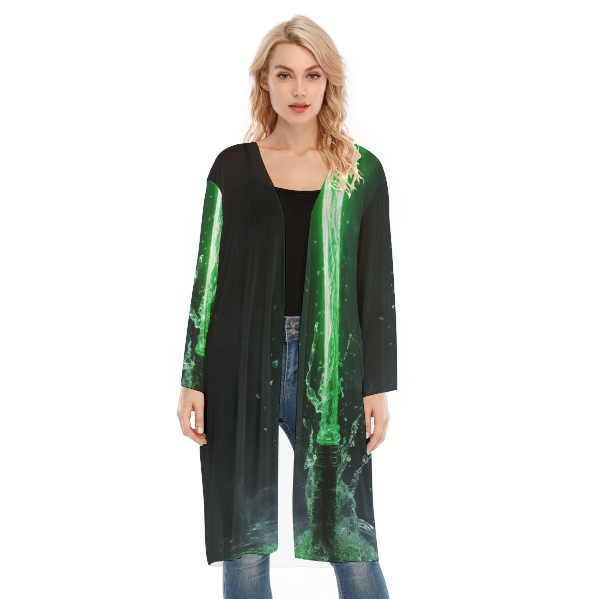 All- Over Print Women's Long Sleeve Mesh Cardigan