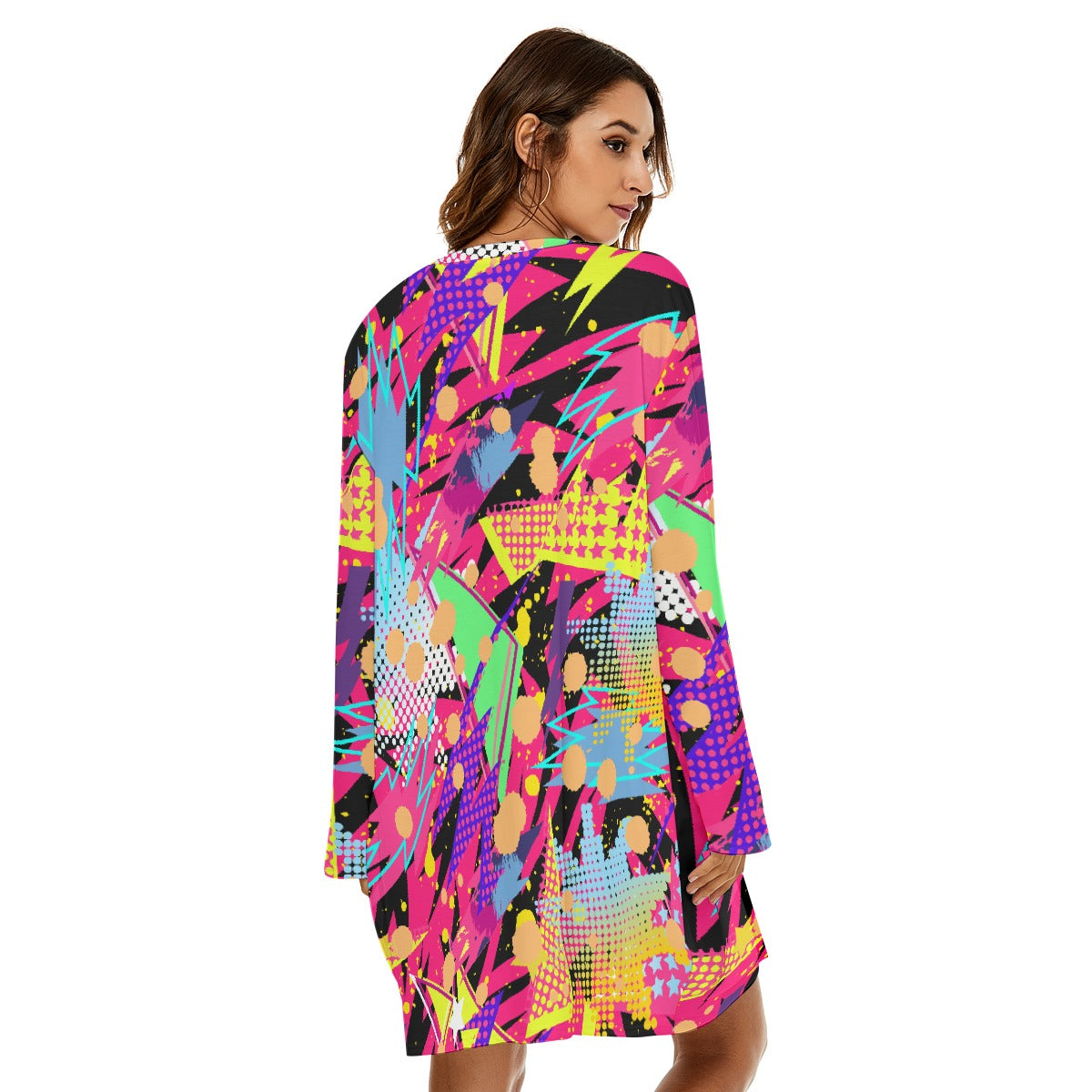 All-Over Print  Women's Loose Crew Neck Dress