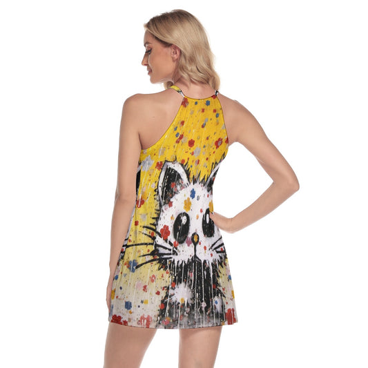 All-Over Print Women's Round Neck Above Knee Dress