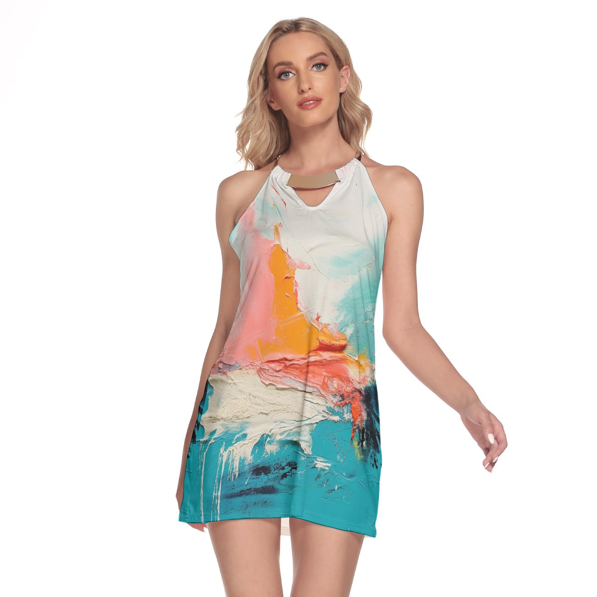 All-Over Print Women's Round Neck Above Knee Dress