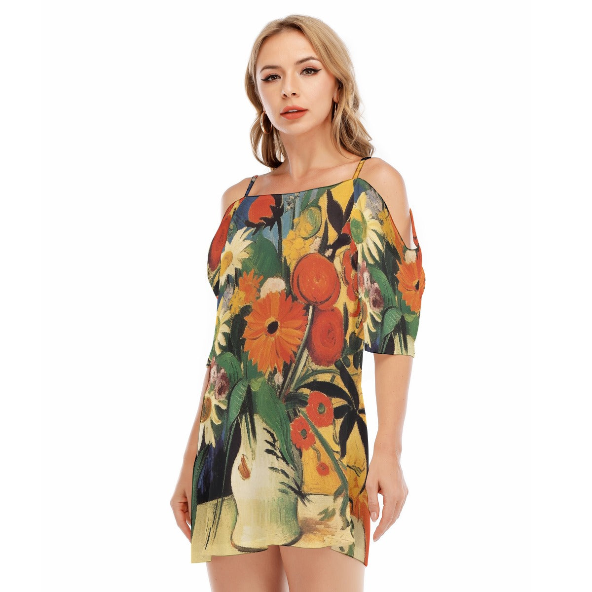 All-Over Print Women's Off-shoulder Cami Dress