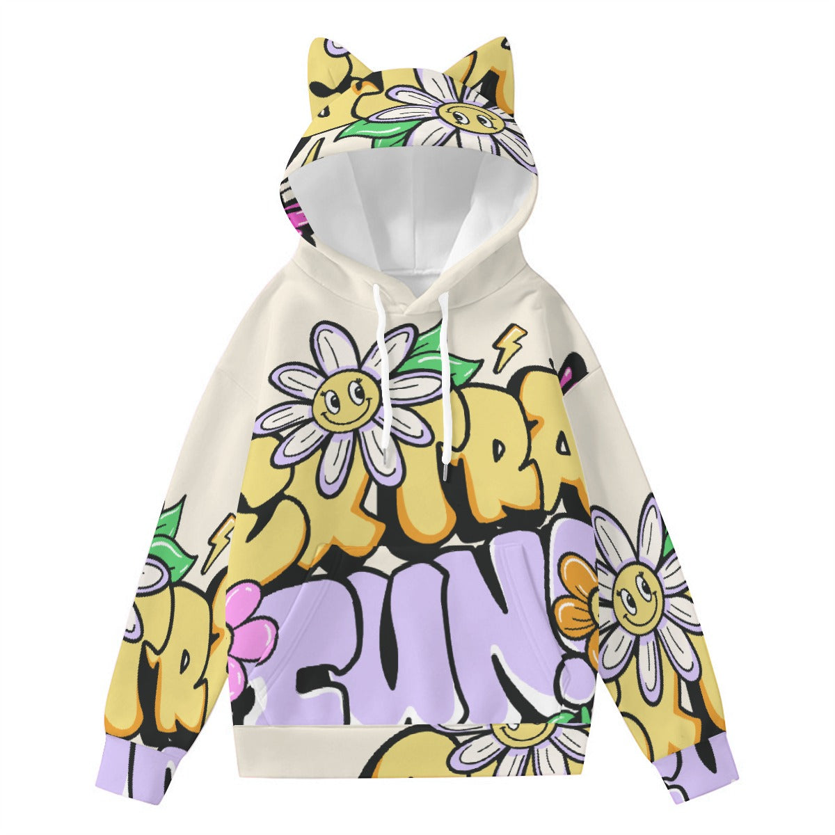 All-Over Print Women’s Hoodie With Decorative Ears