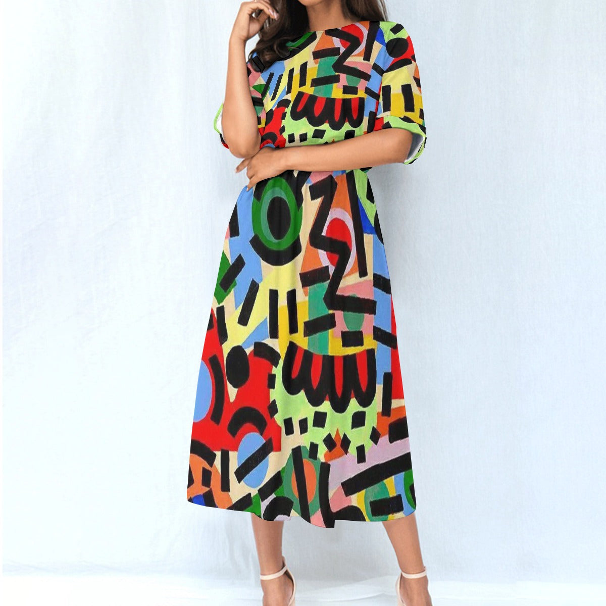 All-Over Print Women's Elastic Waist Dress