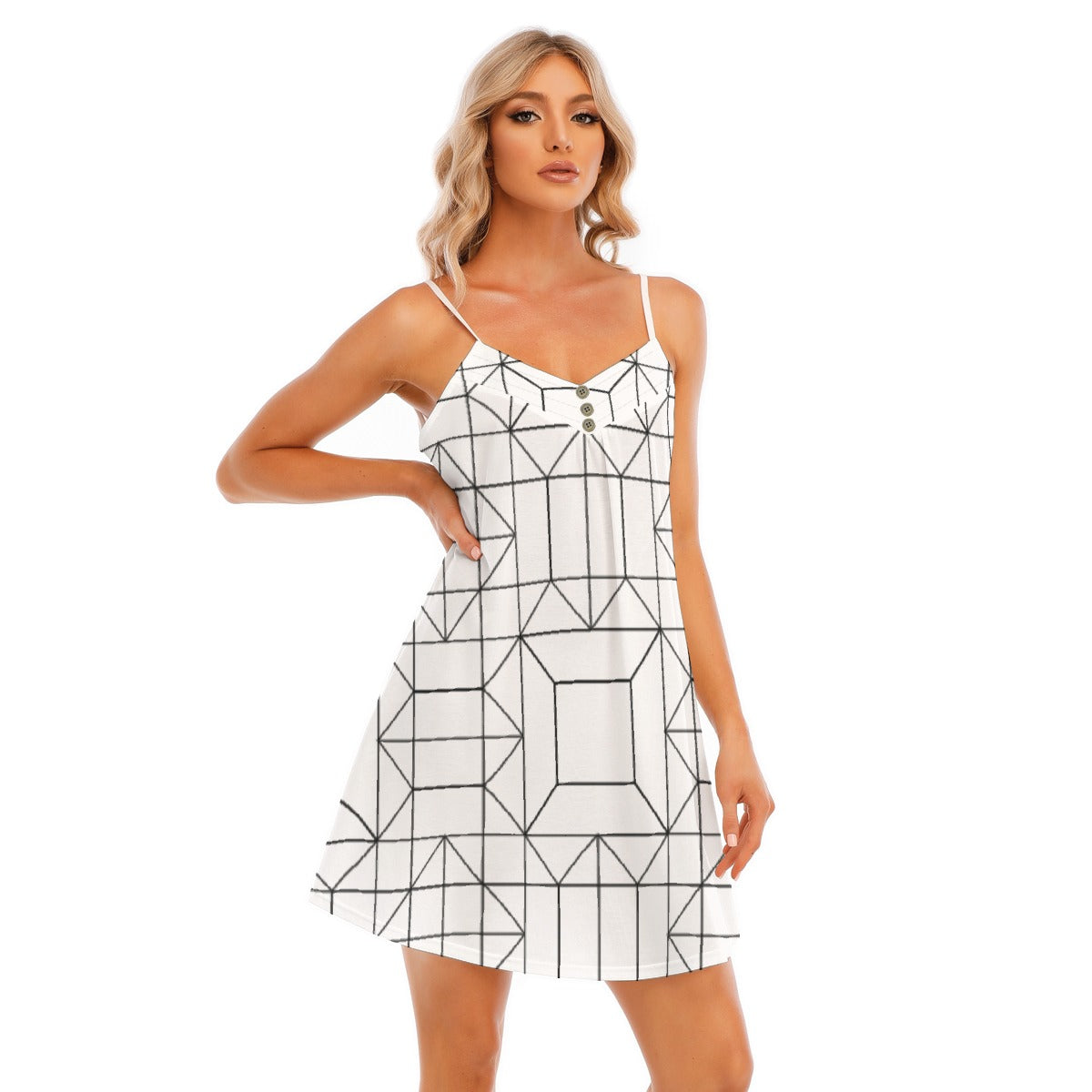 All-Over Print Women's V-neck Cami Dress