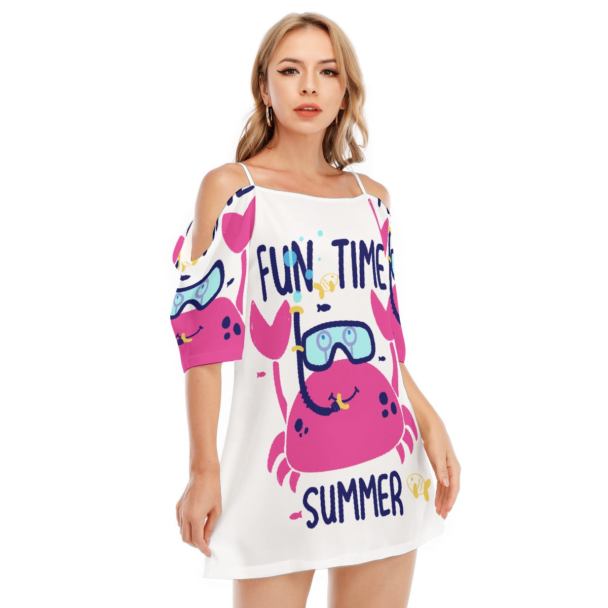 All-Over Print Women's Off-shoulder Cami Dress