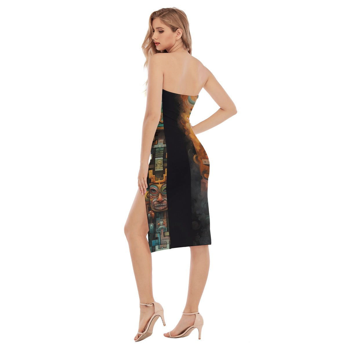 All-Over Print Women's Side Split Tube Top Dress