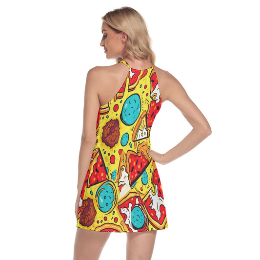 All-Over Print Women's Round Neck Above Knee Dress