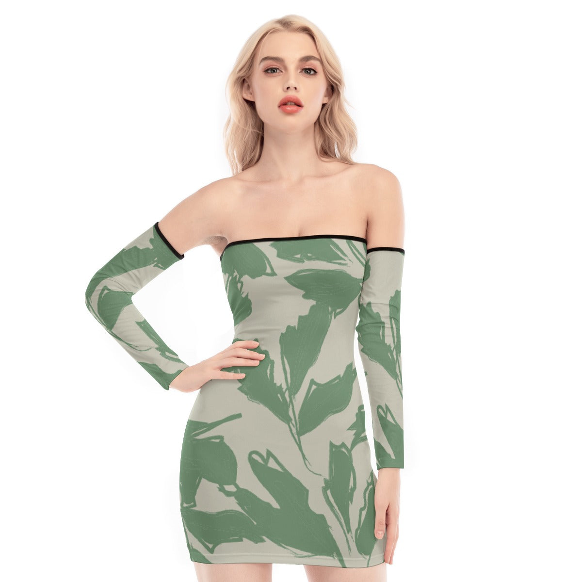 All-Over Print Women's Off-shoulder Back Lace-up Dress