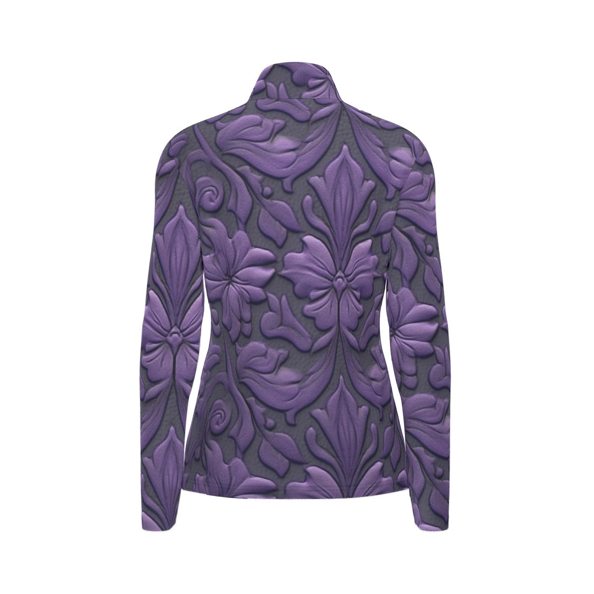 All-Over Print Women's Sports Collar Jersey With Long Sleeve