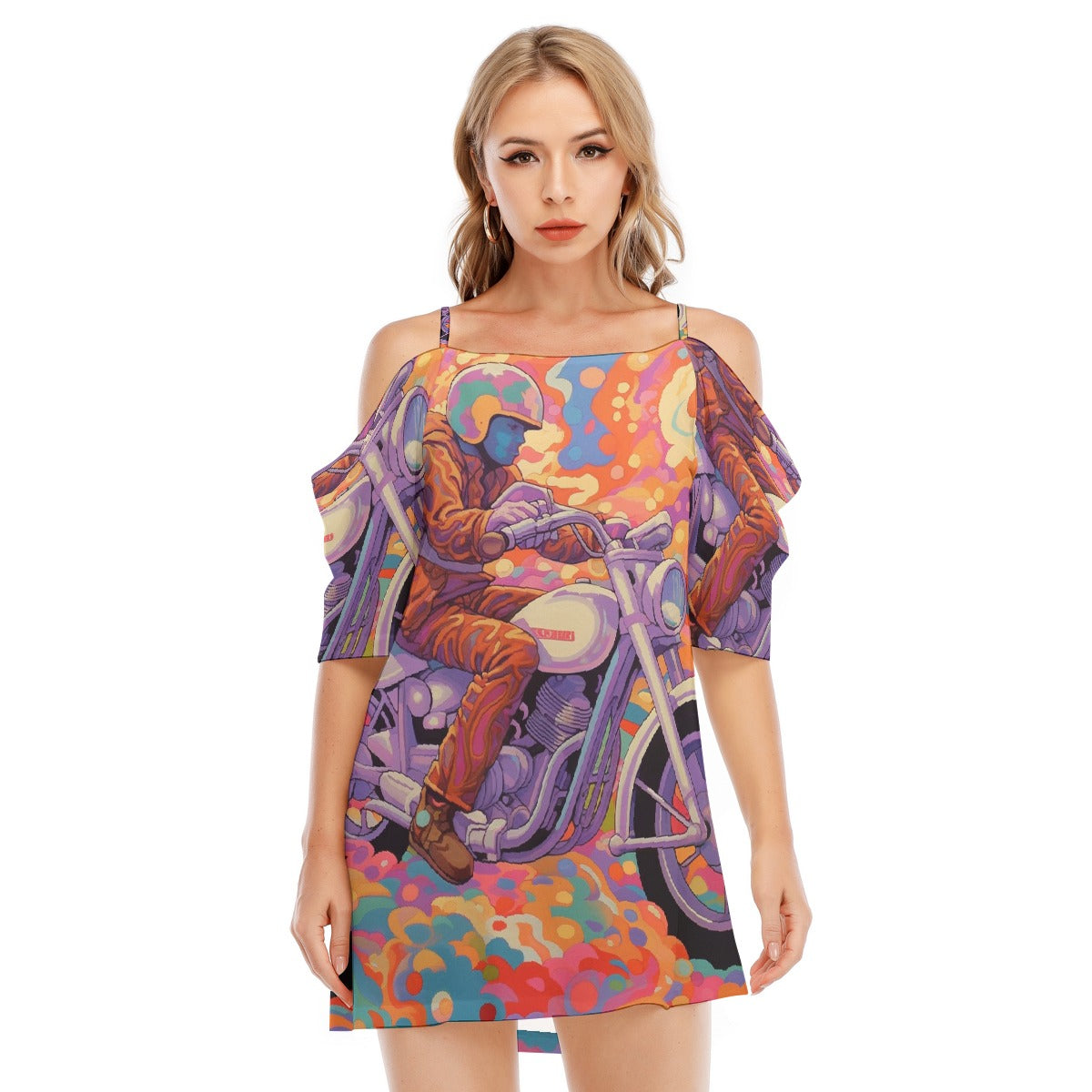 All-Over Print Women's Off-shoulder Cami Dress