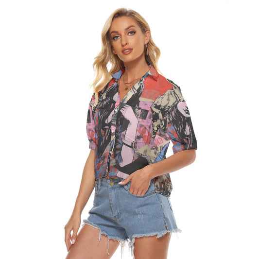 All-Over Print Women's V-neck Shirts