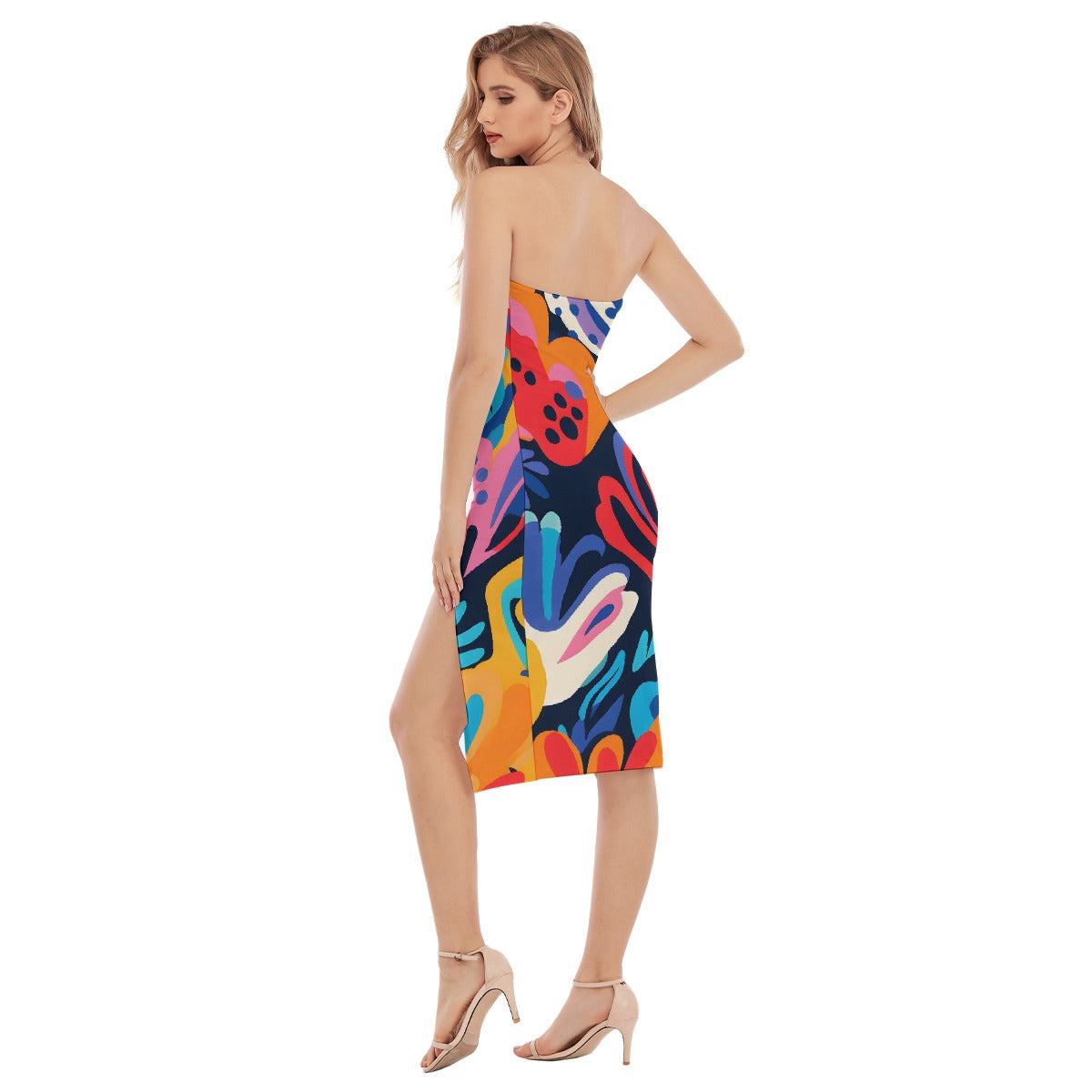 All-Over Print Women's Side Split Tube Top Dress