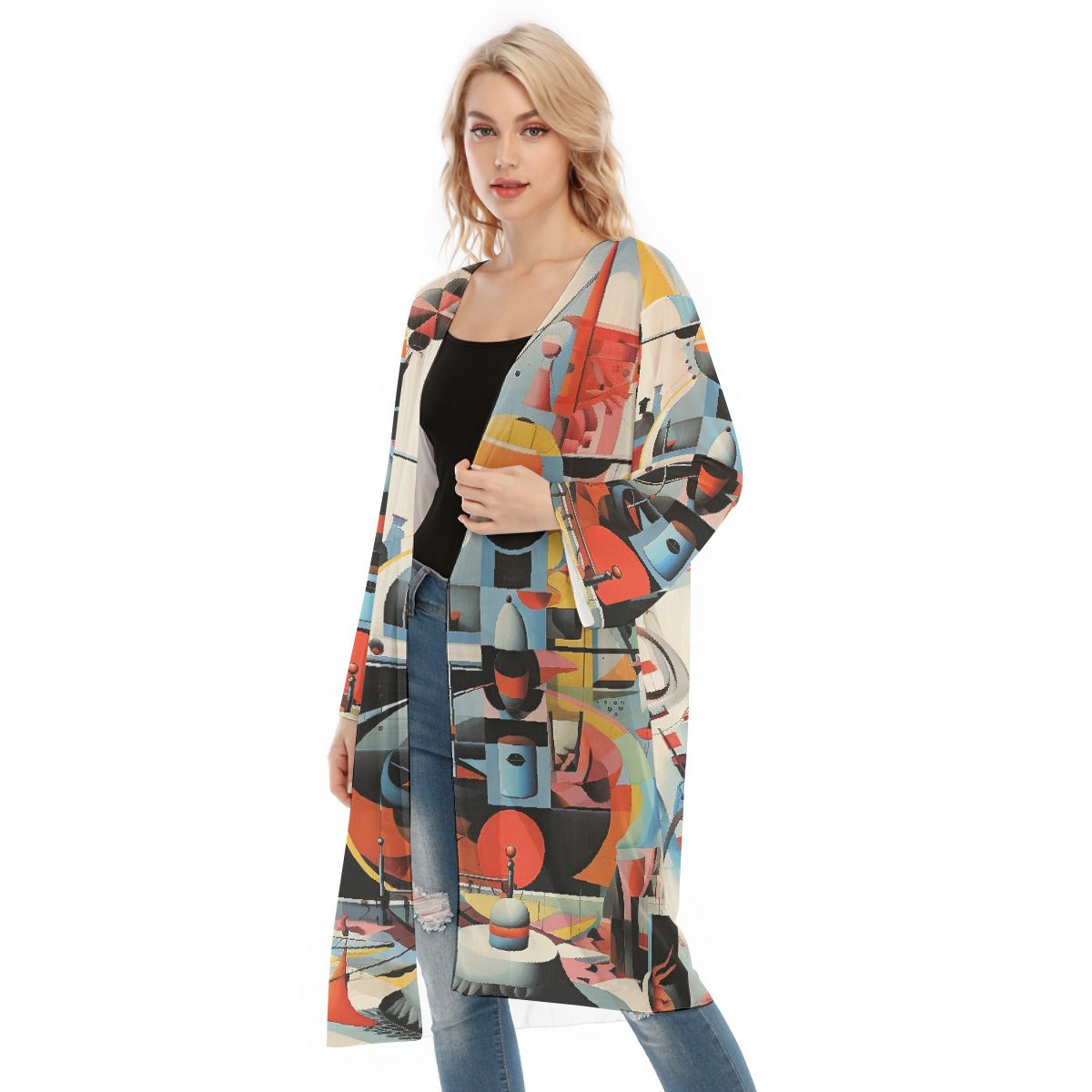 All- Over Print Women's Long Sleeve Mesh Cardigan