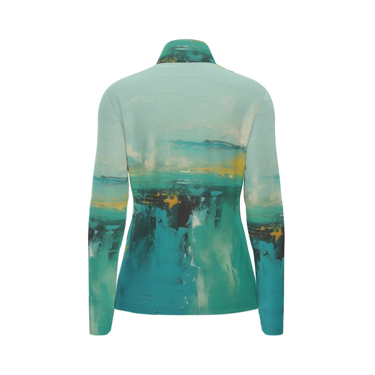 All-Over Print Women's Sports Collar Jersey With Long Sleeve