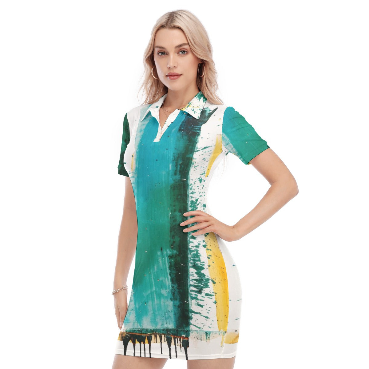 All-Over Print Women's Polo Collar Dress