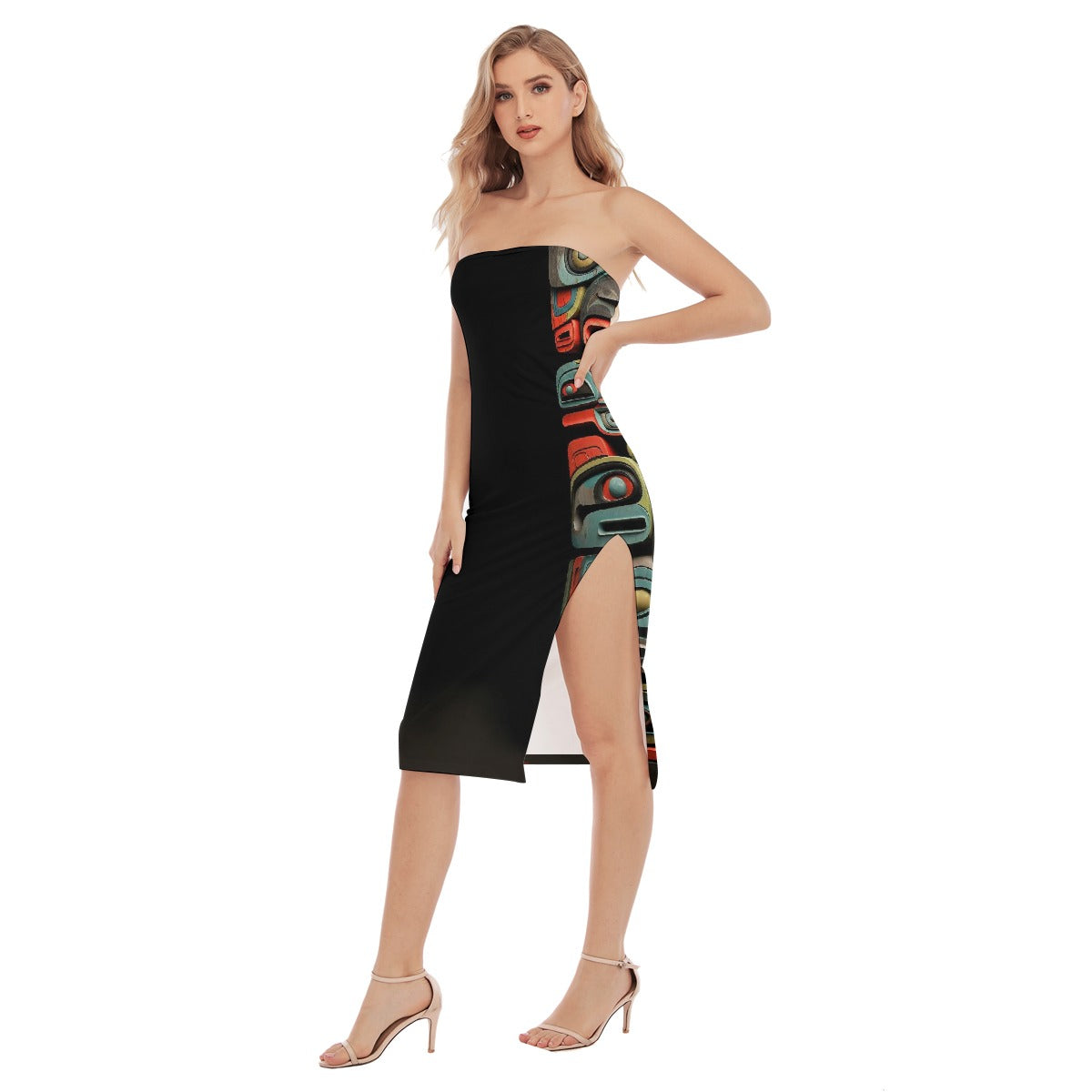 All-Over Print Women's Side Split Tube Top Dress