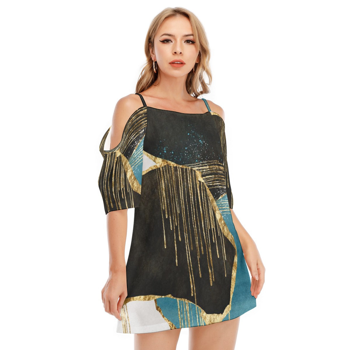 All-Over Print Women's Off-shoulder Cami Dress