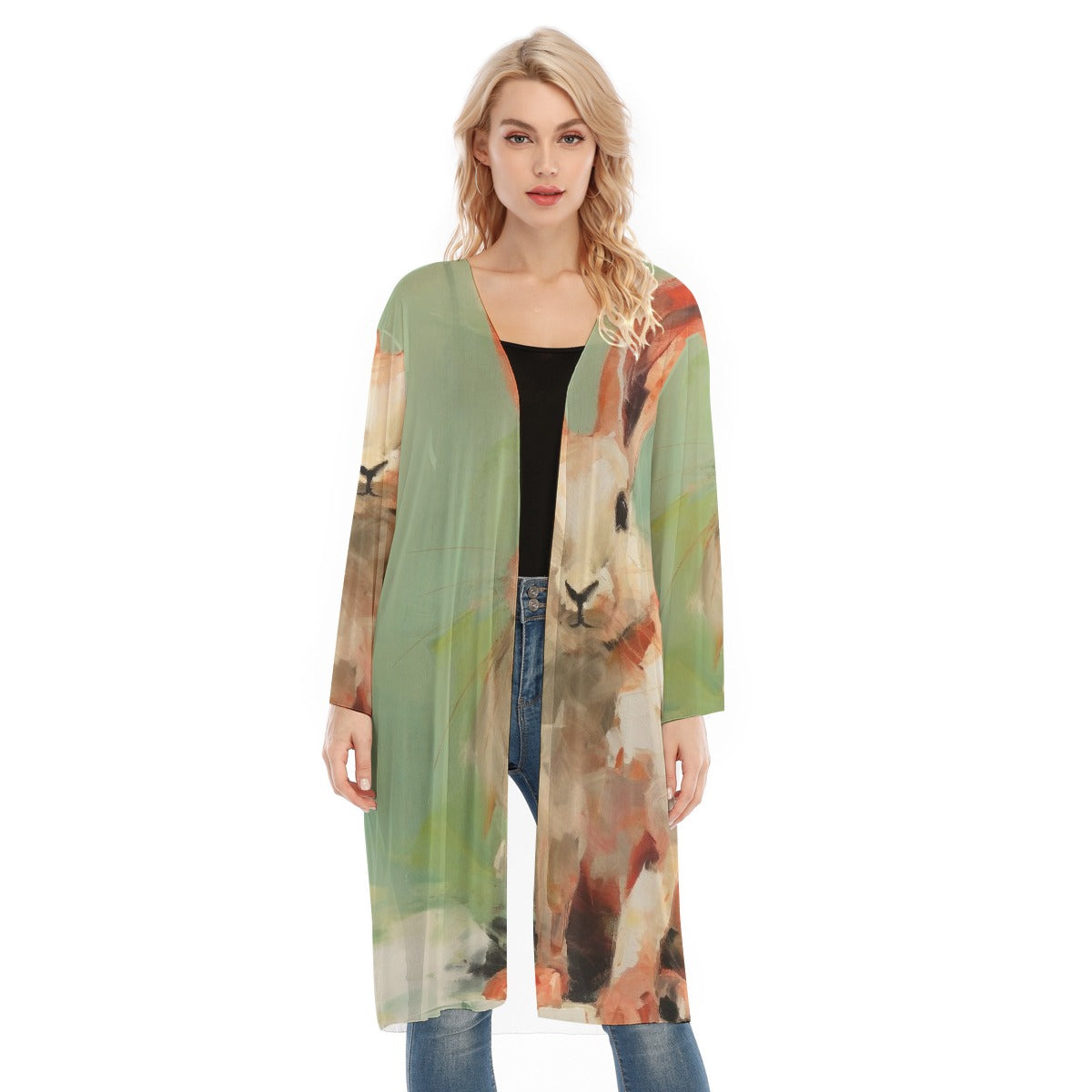 All- Over Print Women's Long Sleeve Mesh Cardigan