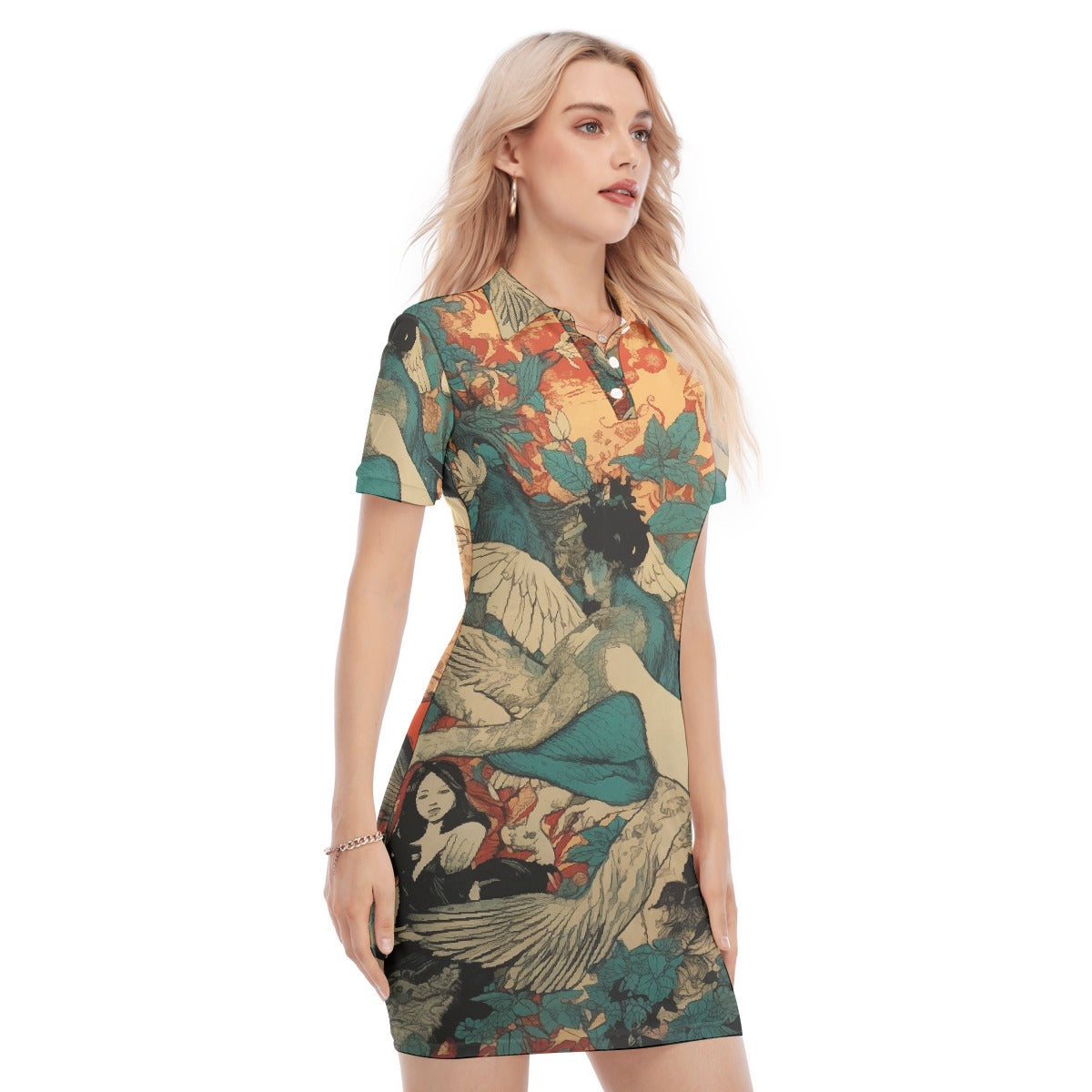 All-Over Print Women's Polo Collar Dress