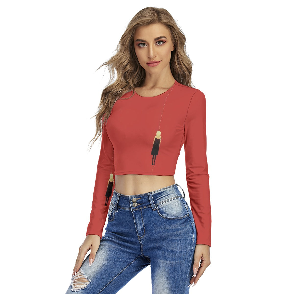 All-Over Print Women's Round Neck Crop Top T-Shirt