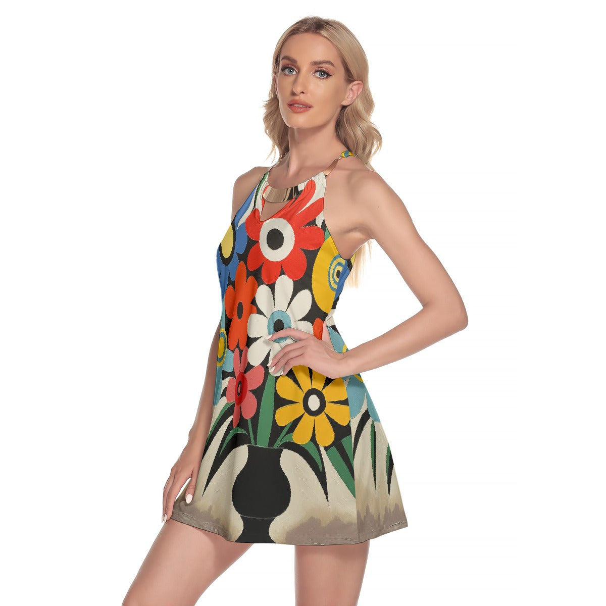 All-Over Print Women's Round Neck Above Knee Dress