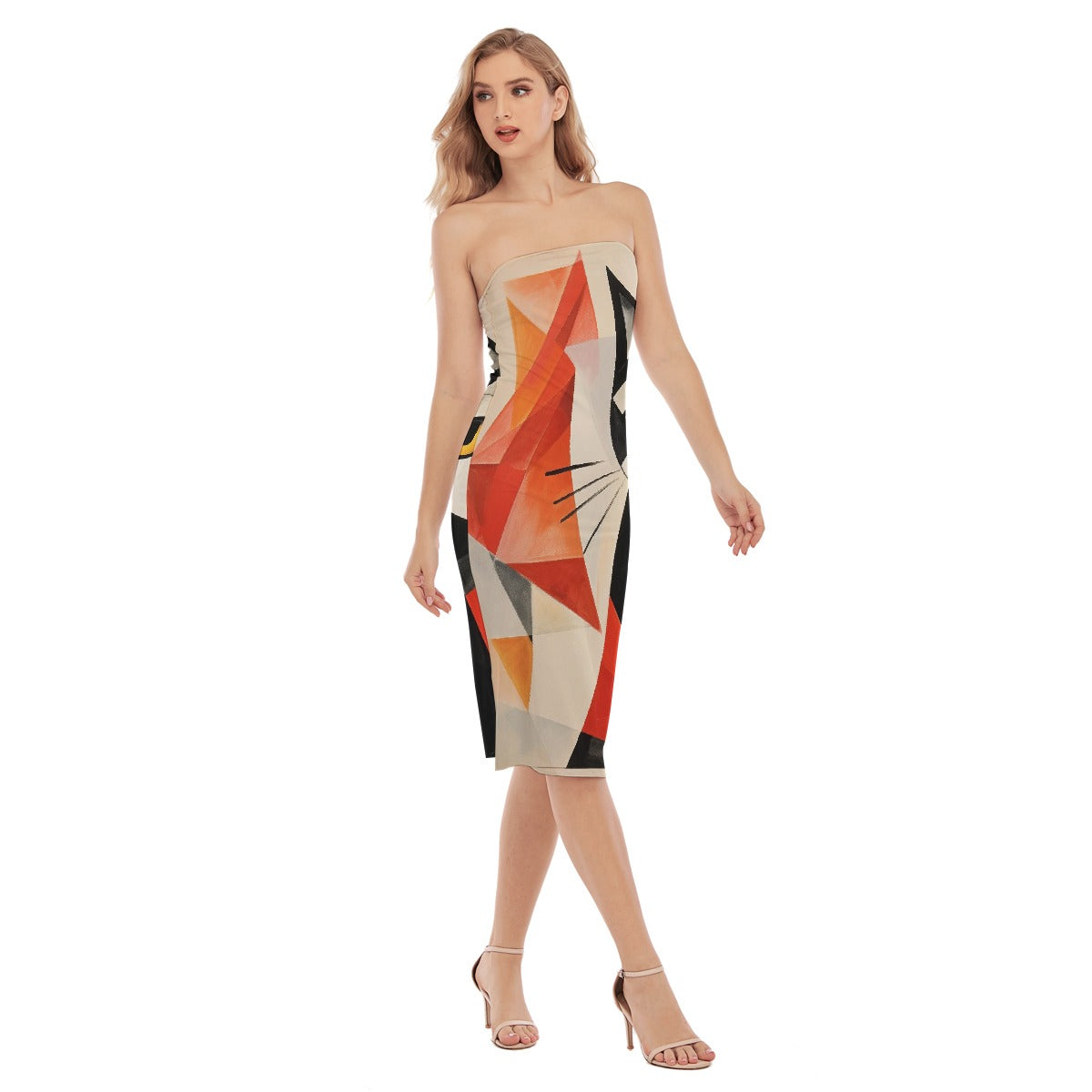 All-Over Print Women's Side Split Tube Top Dress