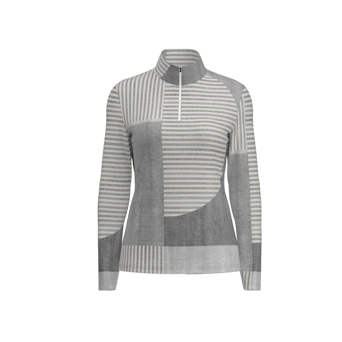 All-Over Print Women's Sports Collar Jersey With Long Sleeve