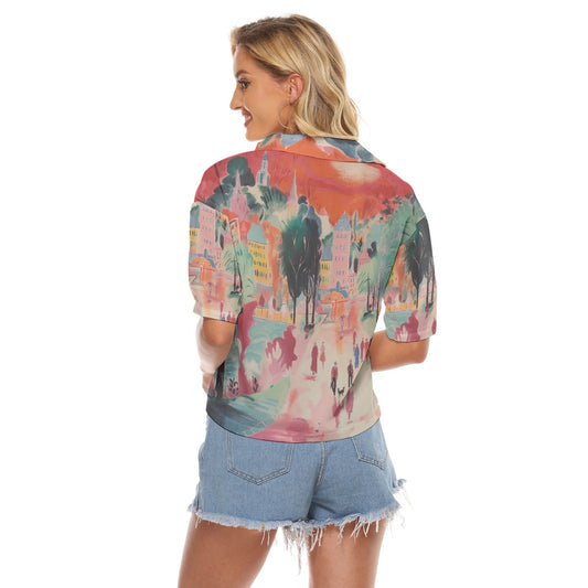 All-Over Print Women's V-neck Shirts