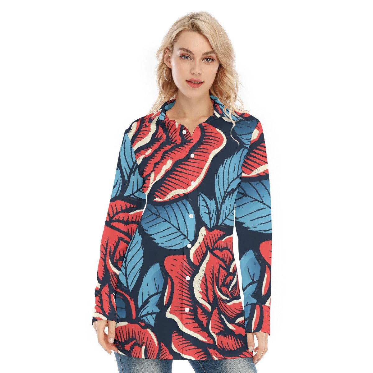 All-Over Print Women's Long Shirt