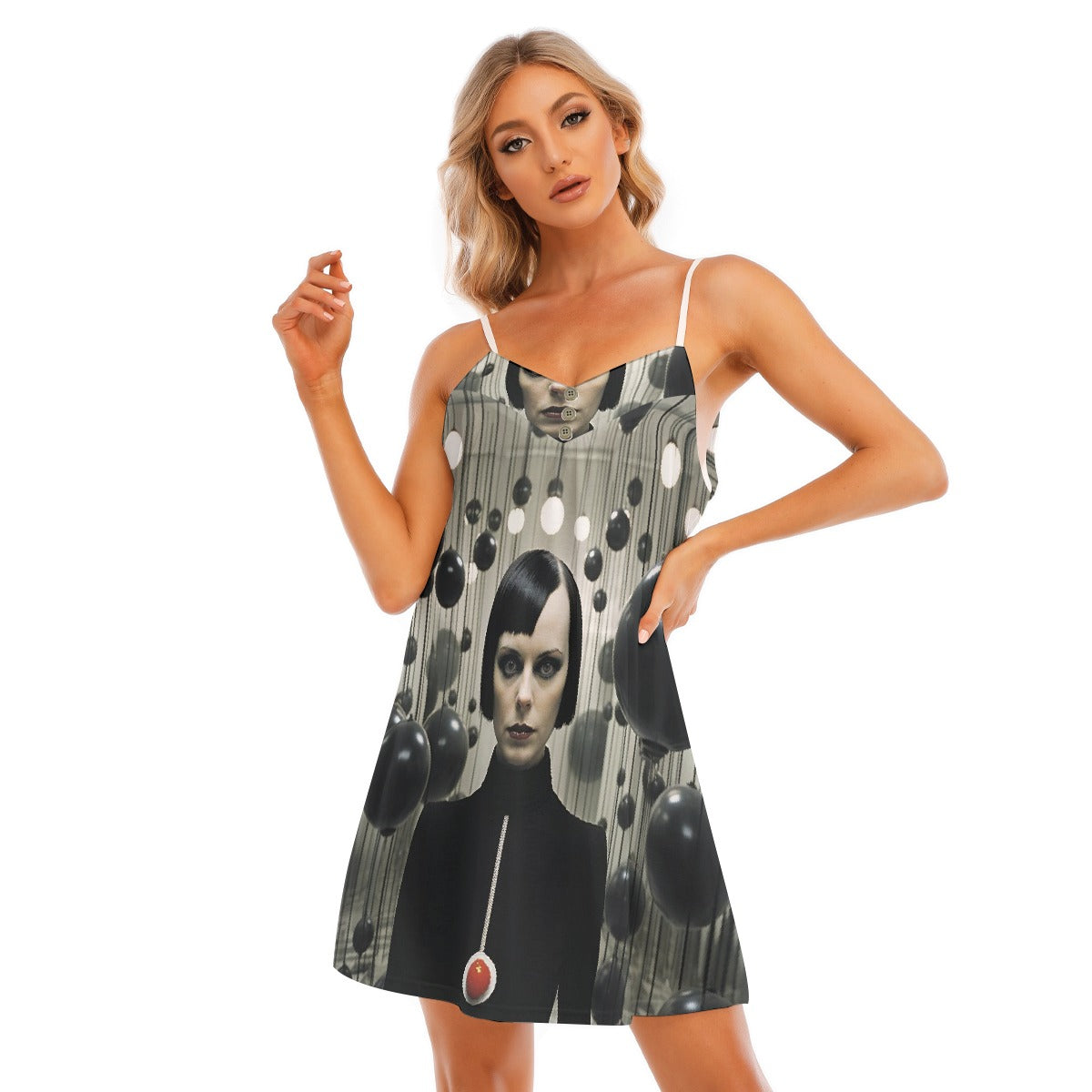 All-Over Print Women's V-neck Cami Dress