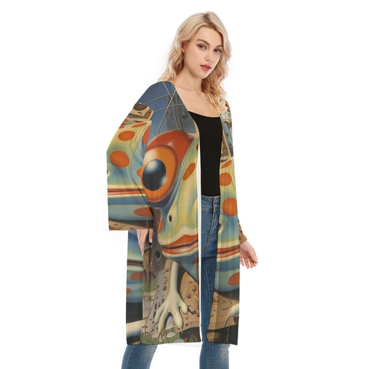 All- Over Print Women's Long Sleeve Mesh Cardigan