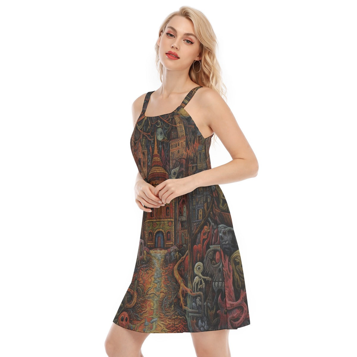 All-Over Print Women's O-neck Cami Dress