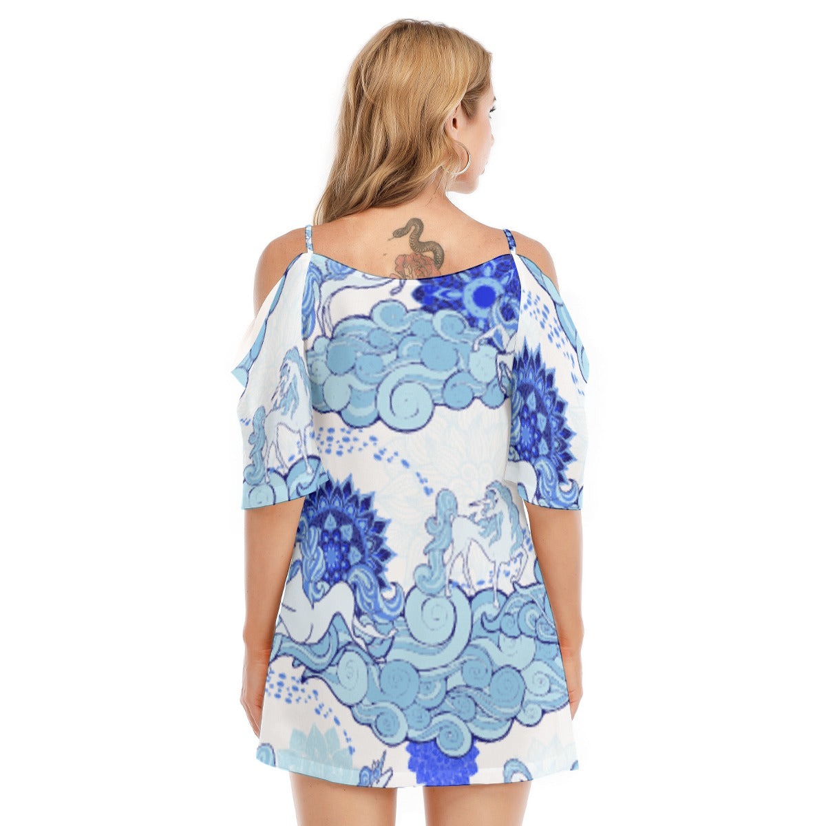 All-Over Print Women's Off-shoulder Cami Dress