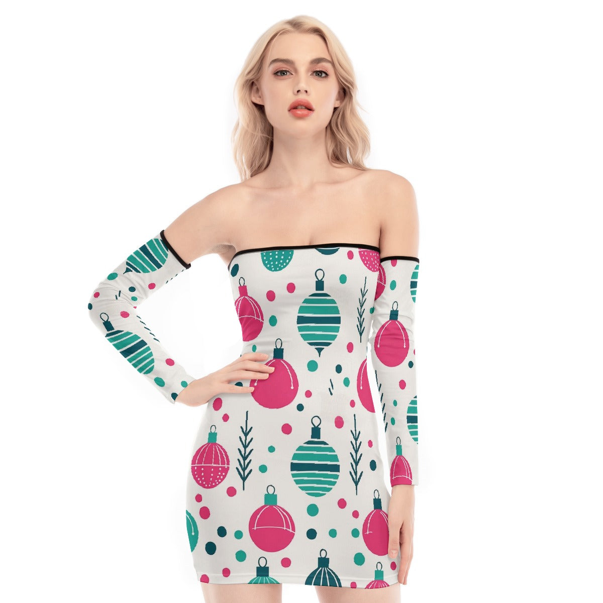 All-Over Print Women's Off-shoulder Back Lace-up Dress