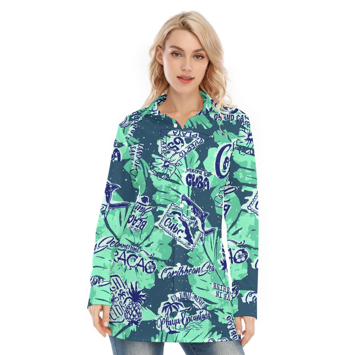 All-Over Print Women's Long Shirt