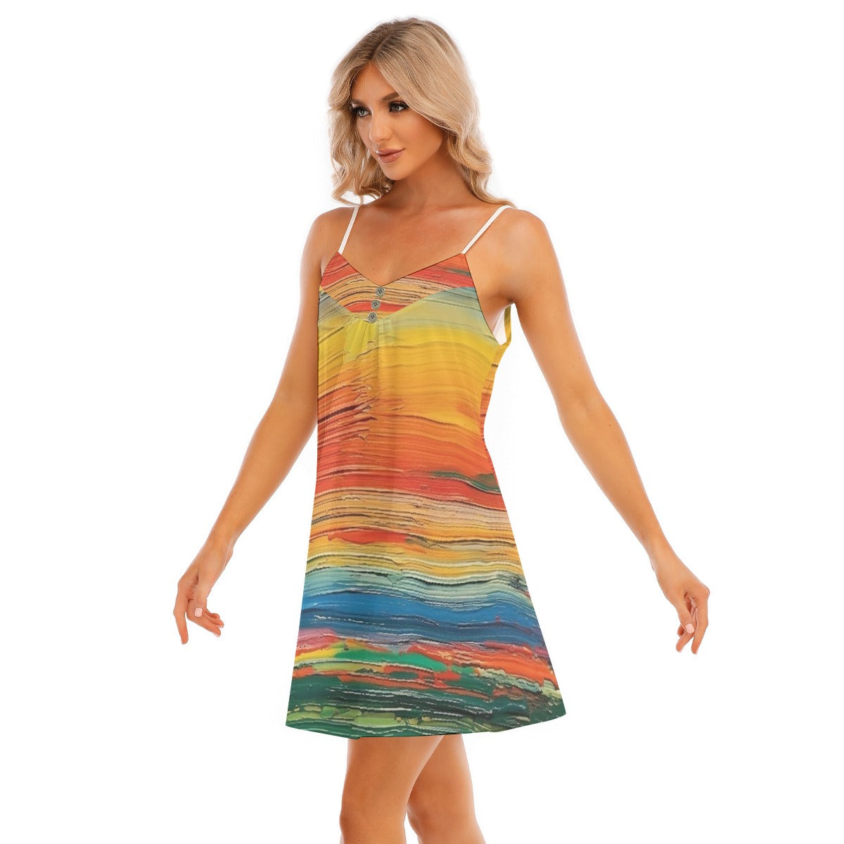 All-Over Print Women's V-neck Cami Dress