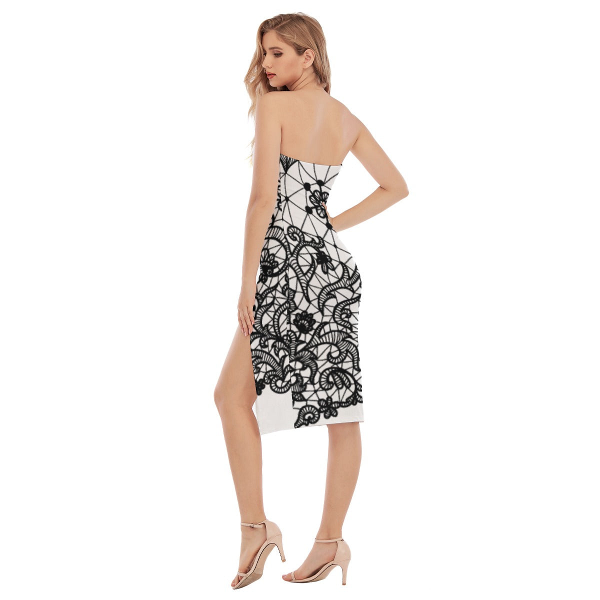 All-Over Print Women's Side Split Tube Top Dress