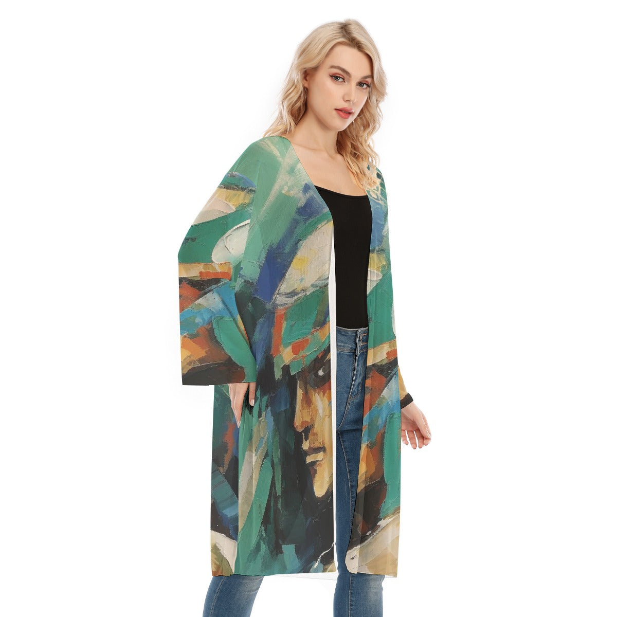 All- Over Print Women's Long Sleeve Mesh Cardigan