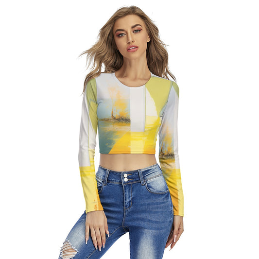 All-Over Print Women's Round Neck Crop Top T-Shirt