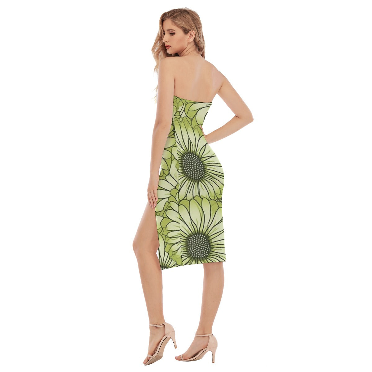 All-Over Print Women's Side Split Tube Top Dress