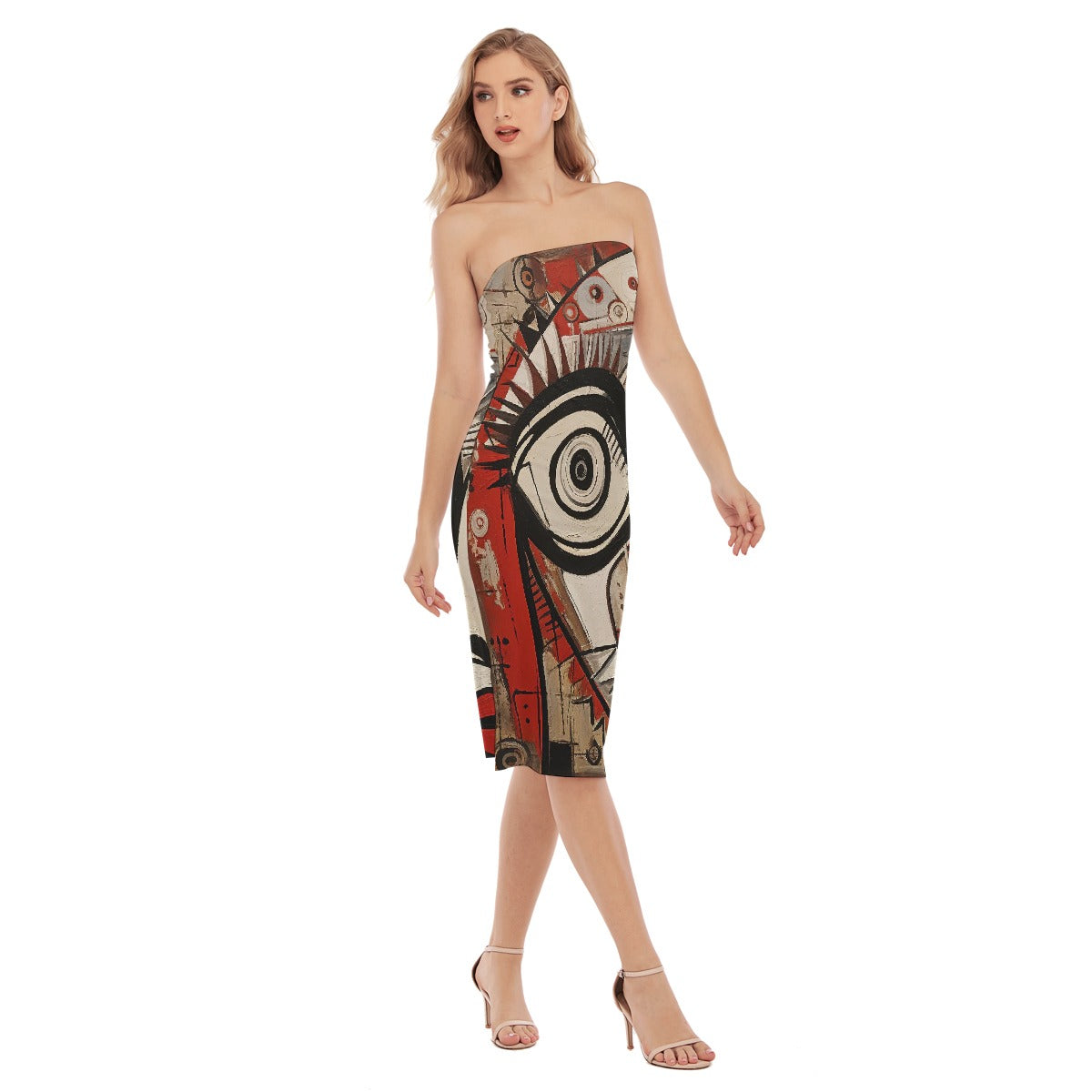 All-Over Print Women's Side Split Tube Top Dress