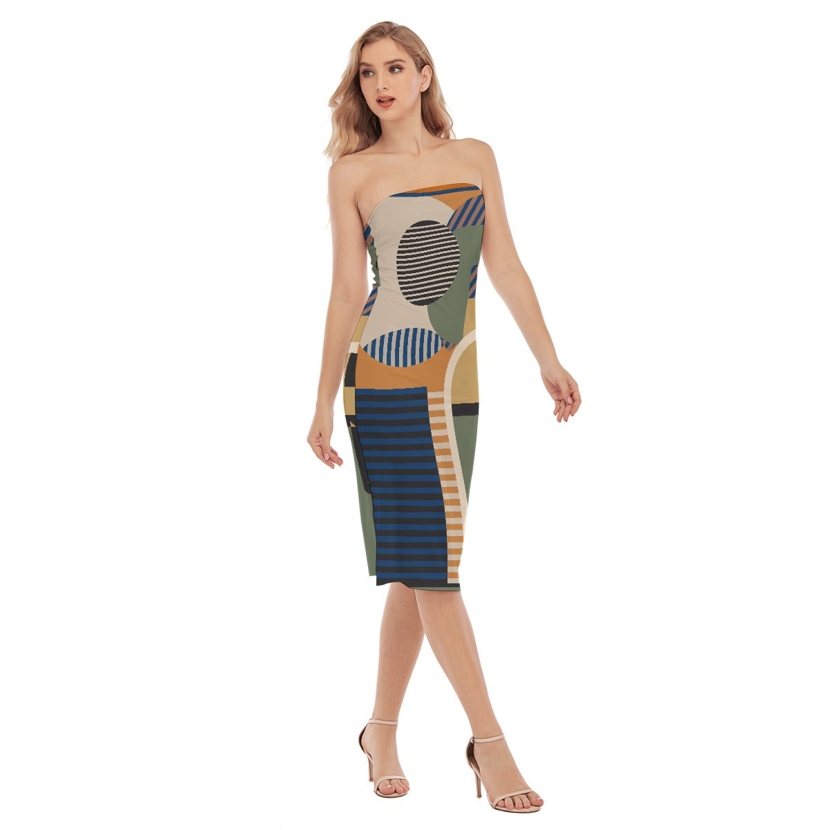 All-Over Print Women's Side Split Tube Top Dress