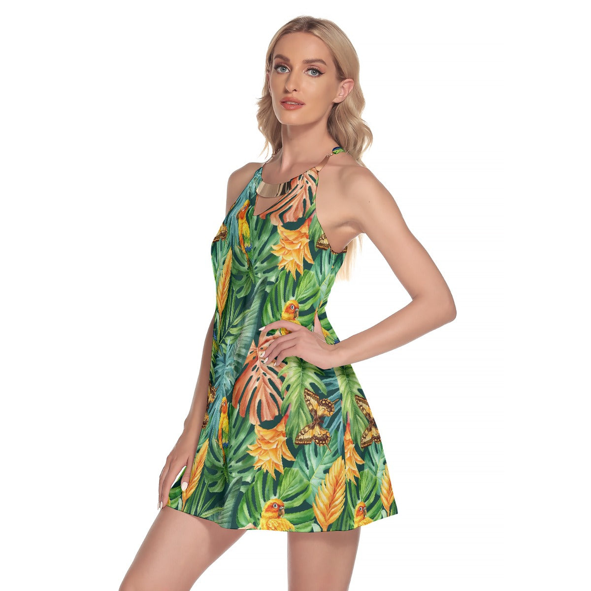 All-Over Print Women's Round Neck Above Knee Dress