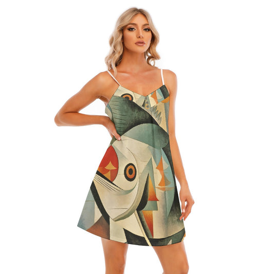 All-Over Print Women's V-neck Cami Dress